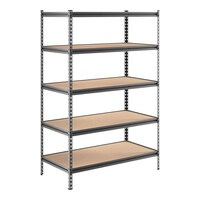Lavex 24" x 48" Black Z-Beam 5-Shelf Boltless Double Rivet Particle Board Shelving Unit with 72" Uprights