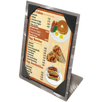 Menu Solutions MTPIX-58 Alumitique Aluminum Menu Tent with Picture Corners - Swirl Finish - 5 1/2" x 8 1/2"