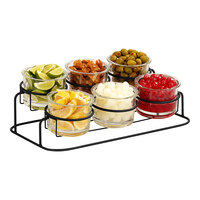 Cal-Mil Madison 19" x 11" x 5 1/4" Black 2-Tier Condiment Display with (6) 32 oz. Jars