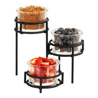 Cal-Mil Madison 11" x 11" x 12 1/4" Black 3-Tier Condiment Display with (3) 16 oz. Jars