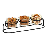 Cal-Mil Madison 16" x 5" x 4 1/2" Black Condiment Display with (3) 16 oz. Jars