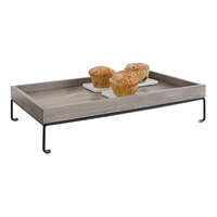 Cal-Mil Aspen 12" x 20" x 4 1/2" Gray-Washed Pine Wood Display Riser with Removable Metal Base 22432-4-110