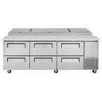 Turbo Air TPR-93SD-D6-N 93" 6 Drawer Pizza Prep Table