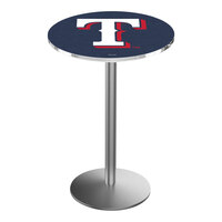 Holland Bar Stool 30" Round Texas Rangers Bar Height Pub Table with Stainless Steel Round Base