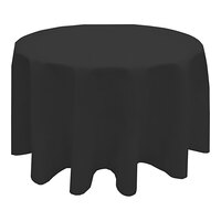 Snap Drape Black 120" Round 100% Spun Polyester Hemmed Cloth Table Cover