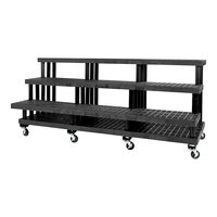 SPC-Retail SC964203W Benchmaster 96" x 39" x 42" Black Heavy-Duty Plastic Three Step Display with Casters