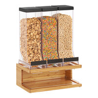 Cal-Mil Bamboo 17 1/4" x 9 1/2" x 23 1/2" Bamboo Wood Triple Canister Cereal Dispenser 3823-60