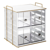 Cal-Mil Empire 11 1/4" x 13" x 13 1/4" 2-Tier 4-Section White / Gold Metal Bread Display Case 22088-15