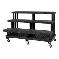 SPC Retail SC664203W Benchmaster 66" x 39" x 42" Black Heavy-Duty Plastic Three Step Display with Casters