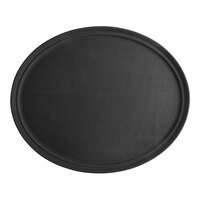 Carlisle GripLite 27" x 22" Black Oval Non-Skid Fiberglass Serving Tray 2700GL004