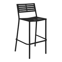 BFM Seating Daytona Black Powder-Coated Steel Stackable Side Barstool