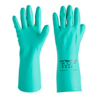 Ansell AlphaTec&#174; Solvex 37-175 13" Green 17 Mil Unsupported Sandpatch Nitrile Gloves with Cotton Flock Lining - Pair - 12/Pack