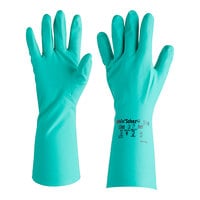 Ansell AlphaTec® Solvex 37-145 13" Green 11 Mil Unsupported Sandpatch Nitrile Gloves - Medium - Pair - 12/Pack