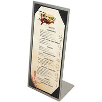 Menu Solutions MTPIX-411 Alumitique Aluminum Menu Tent with Picture Corners - Brushed Finish - 4 1/4" x 11"