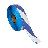 Superior Mark 2" x 100' Blue / White Striped Safety Floor Tape