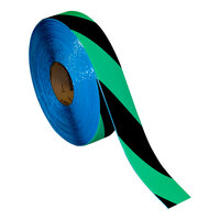 Superior Mark 2" x 100' Black / Green Striped Safety Floor Tape