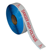 Superior Mark 2" x 100' White / Red "Danger High Voltage" Safety Floor Tape