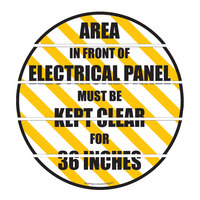 Superior Mark 17 1/2" Yellow / Black "Area In Front of Electrical Panel Must Be Kept Clear For 36 Inches" Safety Floor Sign