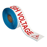 Superior Mark 4" x 100' White / Red "Danger High Voltage" Safety Floor Tape