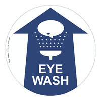 Superior Mark 17 1/2" Blue / White Vinyl "Eye Wash" Safety Floor Sign