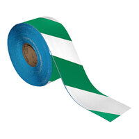 Superior Mark 4" x 100' Green / White Striped Safety Floor Tape