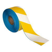 Superior Mark 4" x 100' Yellow / White Striped Safety Floor Tape