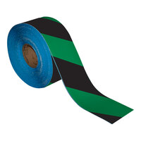 Superior Mark 4" x 100' Black / Green Striped Safety Floor Tape