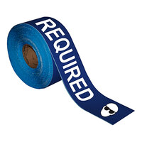 Superior Mark 4" x 100' Blue / White "Safety Glasses Required" Safety Floor Tape