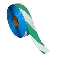 Superior Mark 2" x 100' Green / White Striped Safety Floor Tape