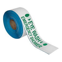 Superior Mark 4" x 100' White / Green "Eye Wash Emergency Shower" Safety Floor Tape