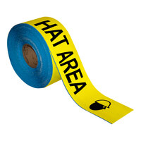 Superior Mark 4" x 100' Yellow / Black "Hard Hat Area" Safety Floor Tape