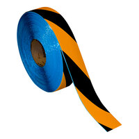 Superior Mark 2" x 100' Black / Orange Striped Safety Floor Tape