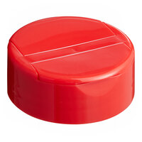48/485 Red Dual Flapper Heat Induction-Lined Spice Lid with 3 Holes - 1,300/Case