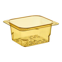 Cambro 63CLRHP150 H-Pan™ 1/6 Size Amber High Heat Plastic Colander Pan - 3" Deep