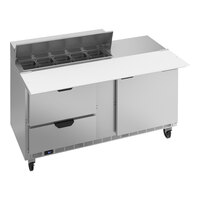 Beverage-Air SPED60HC-10C-2 60" 1 Door 2 Drawer Cutting Top Refrigerated Sandwich Prep Table with 17" Wide Cutting Board