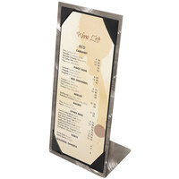 Menu Solutions MTPIX-411 Alumitique Aluminum Menu Tent with Picture Corners - Swirl Finish 4 1/4" x 11"