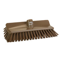 Vikan 704766 10 3/8" Brown High-Low Brush Head with Medium Stiff Bristles