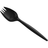 Choice Medium Weight Black Polypropylene Plastic Spork - 1000/Case