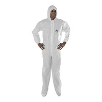 Cordova White Defender Premium Disposable Microporous Film and Non-Woven Polyolefin Coveralls with Hood and Boots - 25/Case
