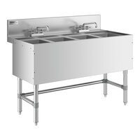 Regency Spec Line Stainless Steel Four Bowl Underbar Sink with 2 Faucets - 24" x 48"