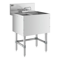 Regency Spec Line Stainless Steel Two Bowl Underbar Sink with Faucet - 24" x 24"