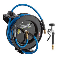 Regency Open Powder-Coated Steel Hose Reel with 35' x 3/8" Hose and Spray Valve