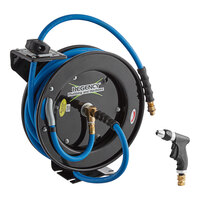 Regency Open Powder-Coated Steel Hose Reel with 35' x 3/8" Hose and Spray Water Gun