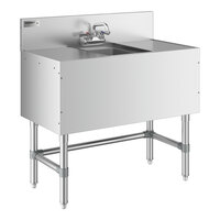 Regency Spec Line Stainless Steel One Bowl Underbar Sink with (2) 12" Drainboards and Faucet - 19" x 36"