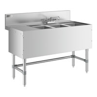 Regency Spec Line Stainless Steel Three Bowl Underbar Sink with 12" Left Drainboard and Faucet - 24" x 48"