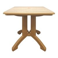 Grosfillex Aquaba 32" x 32" Square Sawcut Resin Table with Teakwood Legs