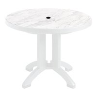 Grosfillex Aquaba 38" Round White Resin Table with White Legs