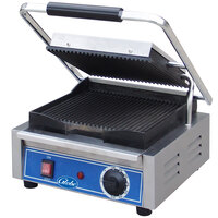 Globe GPG10 Bistro Series Sandwich Grill with Grooved Plates - 10" x 10" Cooking Surface - 120V, 1800W