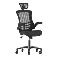 Flash Furniture Kelista Black Mesh High-Back Office Chair with Headrest and Flip-Up Arms