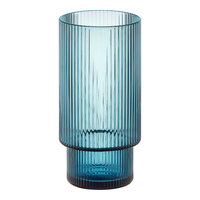 Acopa Lore 5 1/2" Blue Glass Ribbed Tealight / Votive Holder - 12/Case